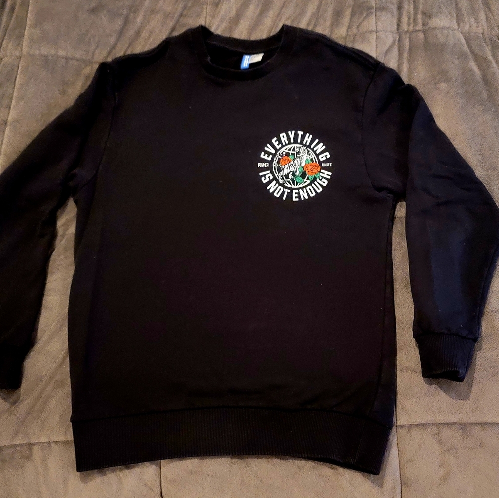 Black Graphic Crewneck Sweater